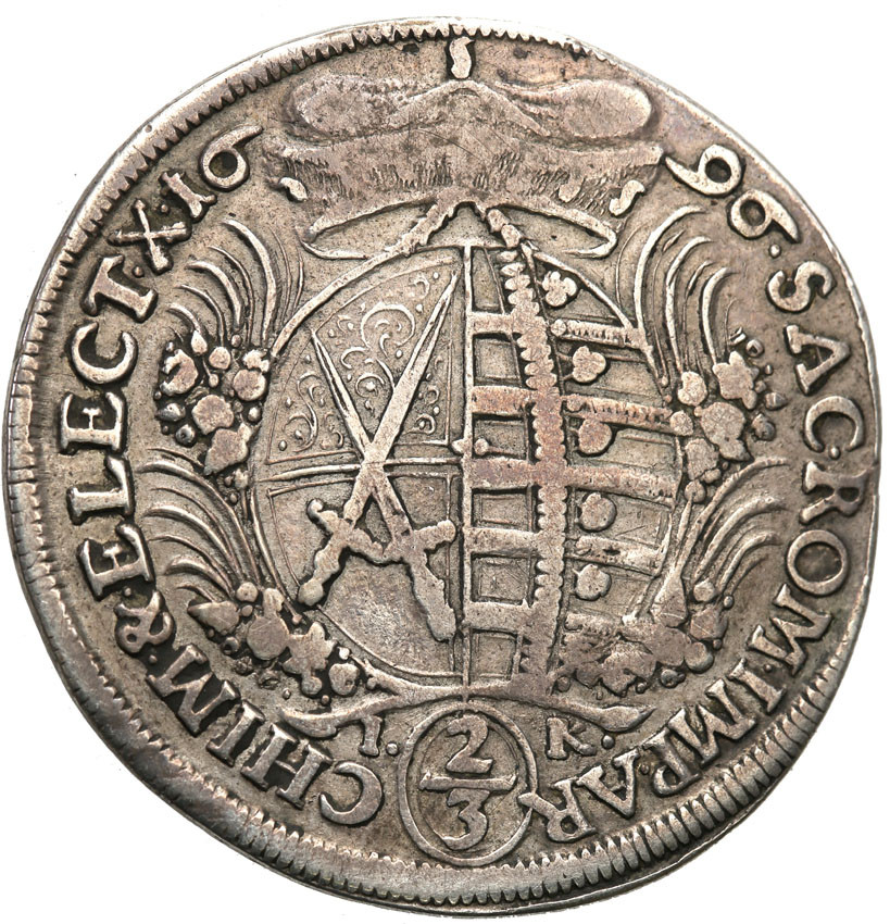 August II Mocny. 2/3 talara (gulden) 1696 IK, Drezno